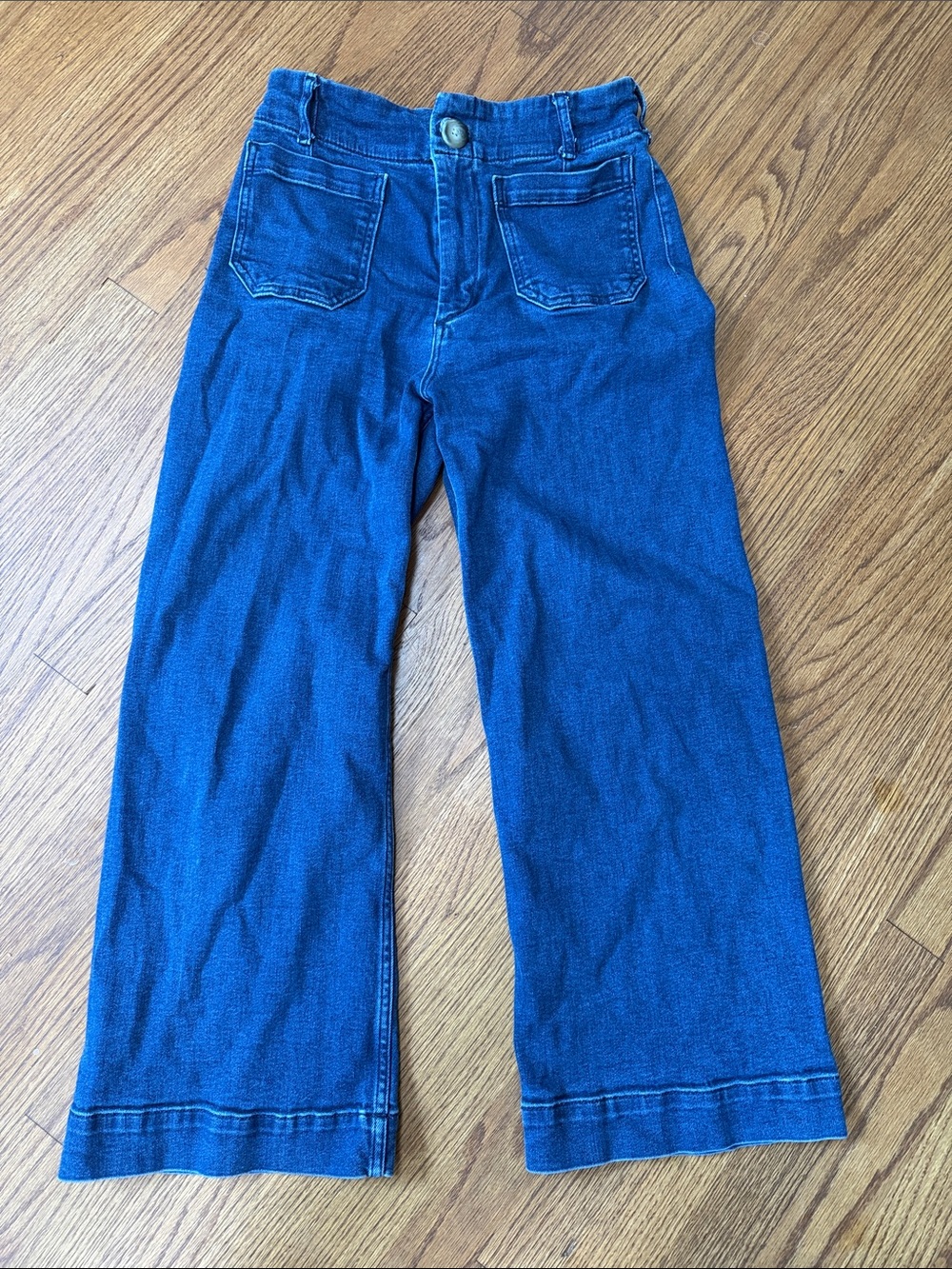 Maeve Cropped Wide-Leg Jeans in Blue